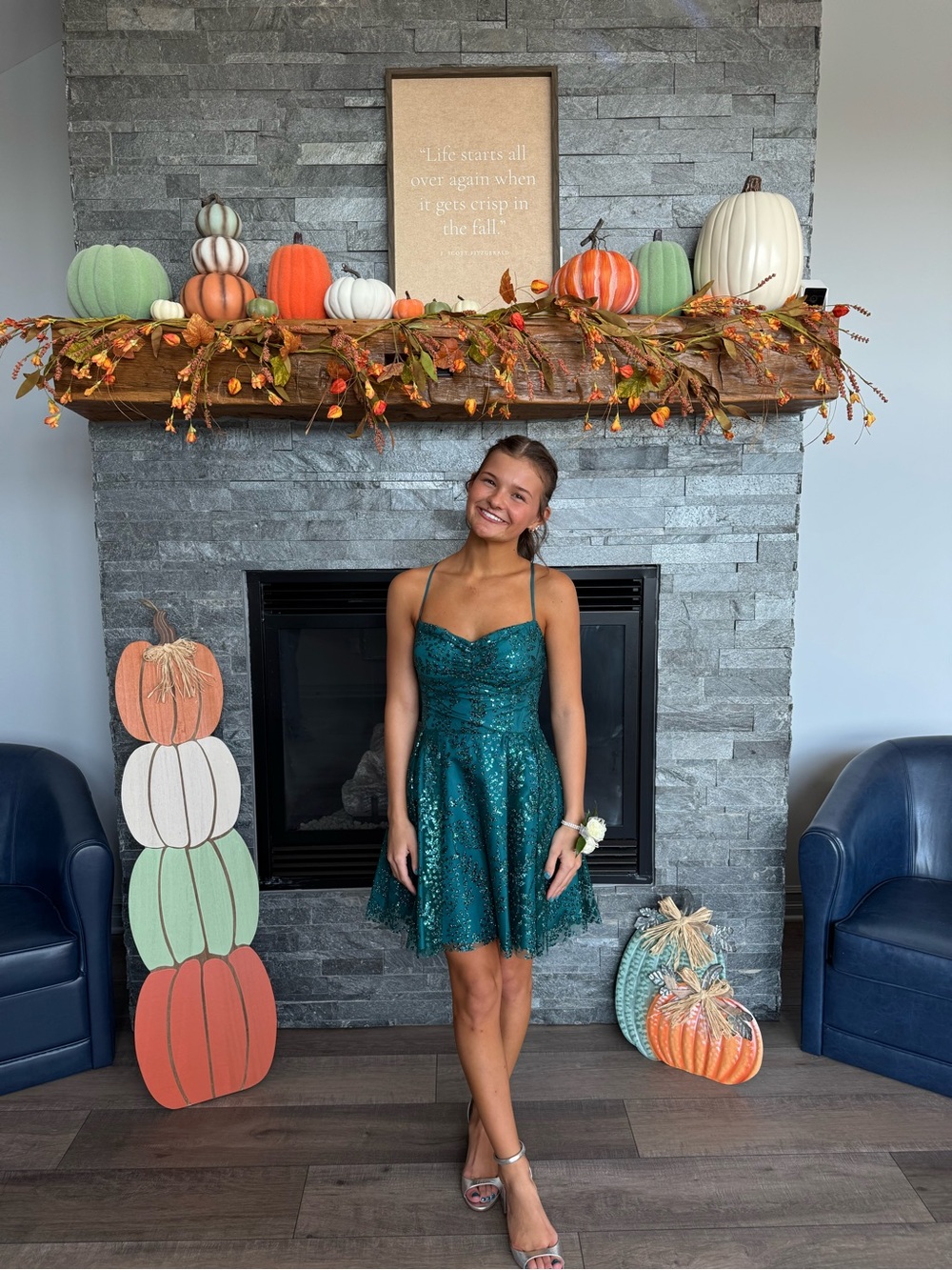 Emerald Green Sequin Fit-and-Flare Spaghetti Strap Dresses